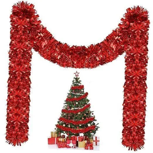 1 Pcs Christmas Tinsel Garland 131.23 Ft Metallic Tinsel Twist Garland