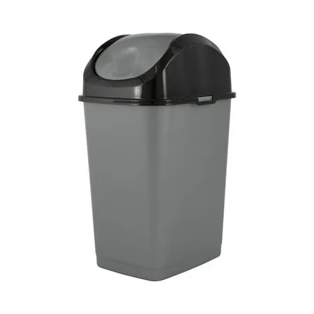 Small Trash Can With Lid 4.5 Gallon Plastic Swing Top Garbage Can Slim Waste Bin