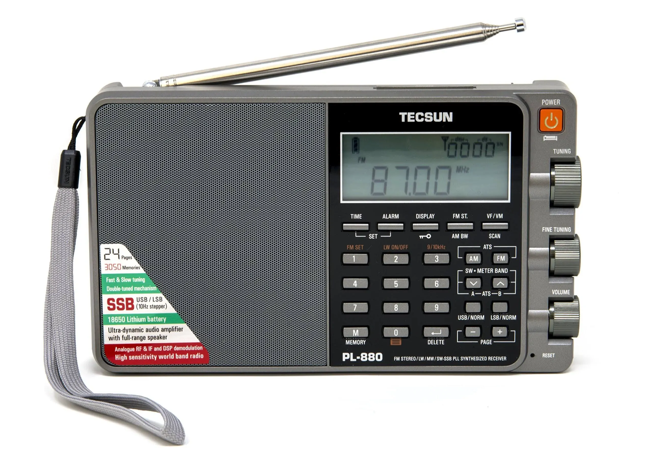 Tecsun PL880 Portable Digital PLL Dual Conversion AM/FM, Longwave & Shortwave Radio with SSB (Single Side Band) Reception