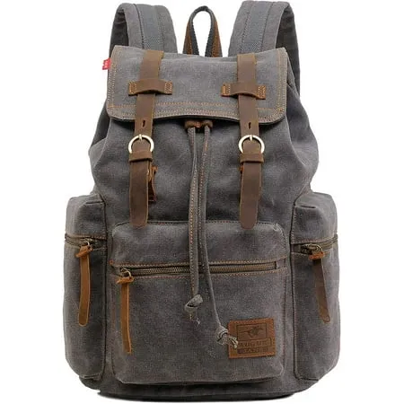 AUGUR High Capacity Canvas Vintage Backpack - for School College Hiking Travel 12-17" Laptop