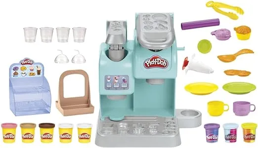 Play-Doh Kitchen Creations Super Colourful Cafe Play Food Coffee Toy with 20 Accessories and 8 Pots, Multicolor