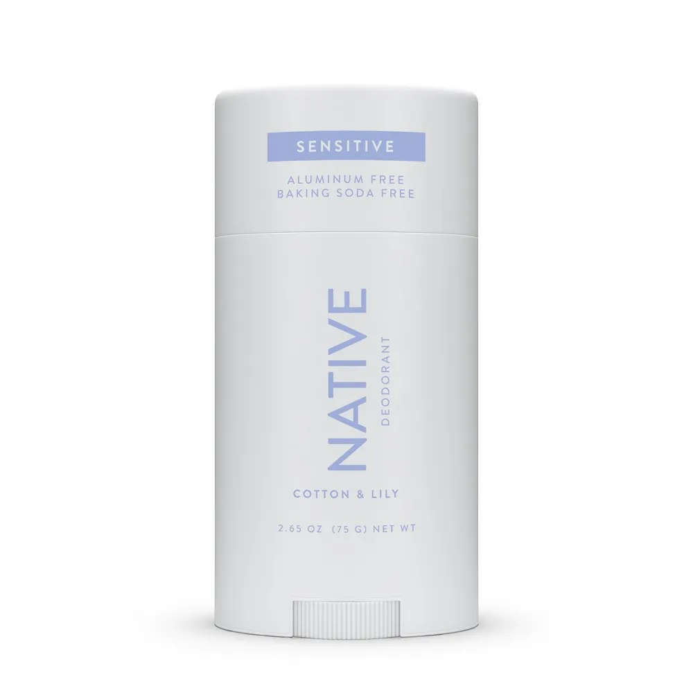 Native Sensitive Deodorant | Natural Deodorant for Women and Men, Aluminum Free, Baking Soda Free, Phthalate Free, Talc Free, Coconut Oil and Shea Butter | Cotton & Lily (Sensitive)