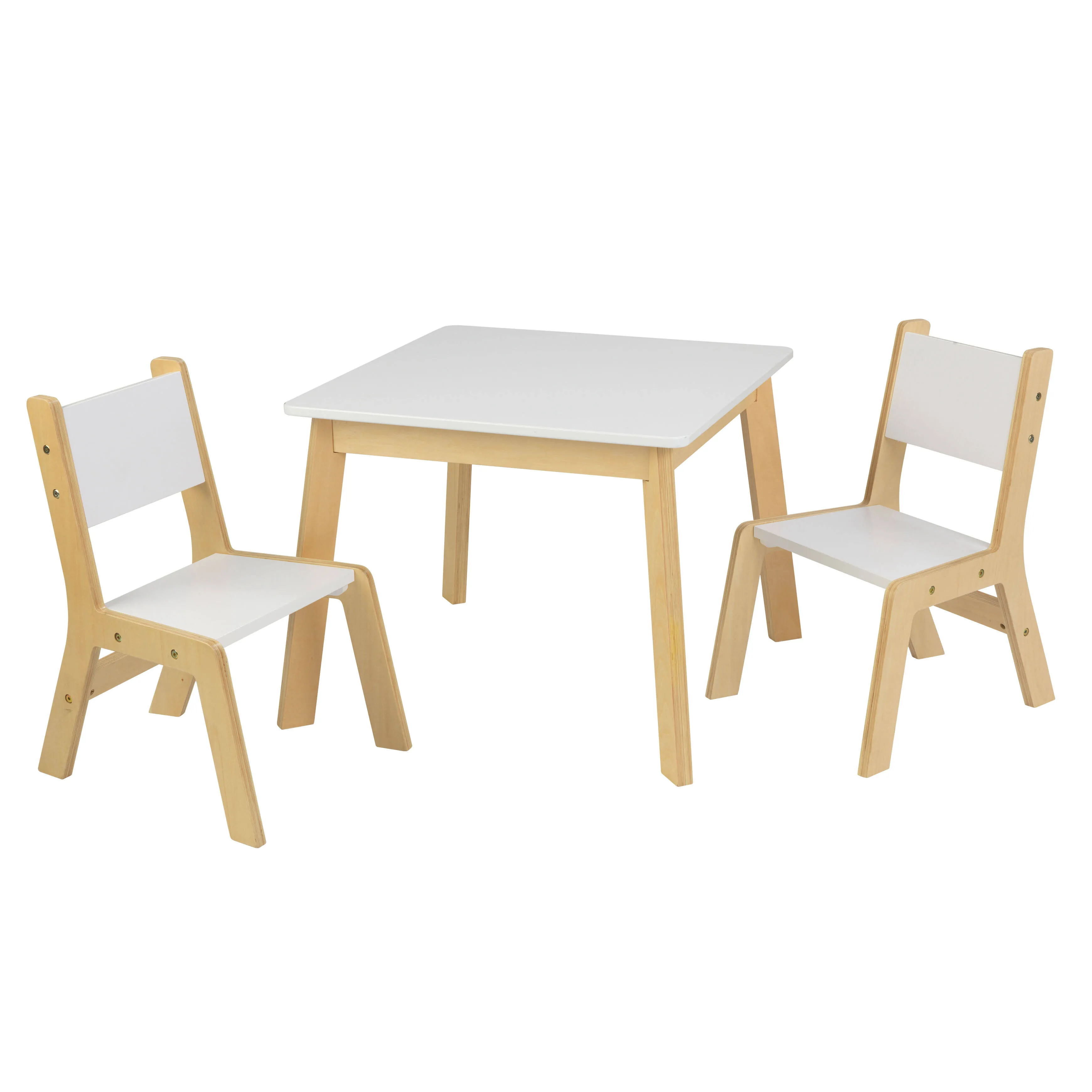 KidKraft Children's Modern Table and Chair Set, White & Natural