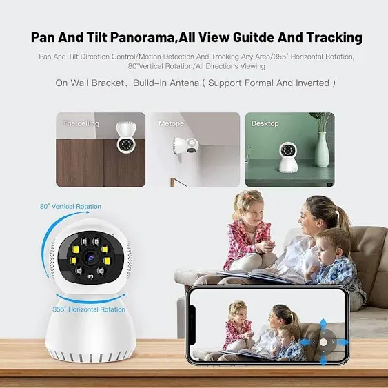 HD 1080P Home Security Camera 360 Degree Panoramic Camera 5G Dual Band WiFi BT0