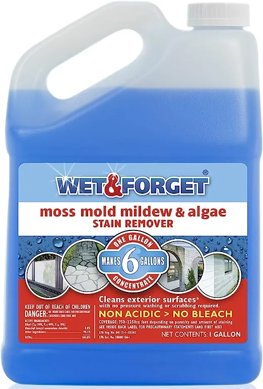 Wet &amp; Forget Moss Mold Mildew &amp; Algae Stain Remover Multi-Surface Outdoor Cle...