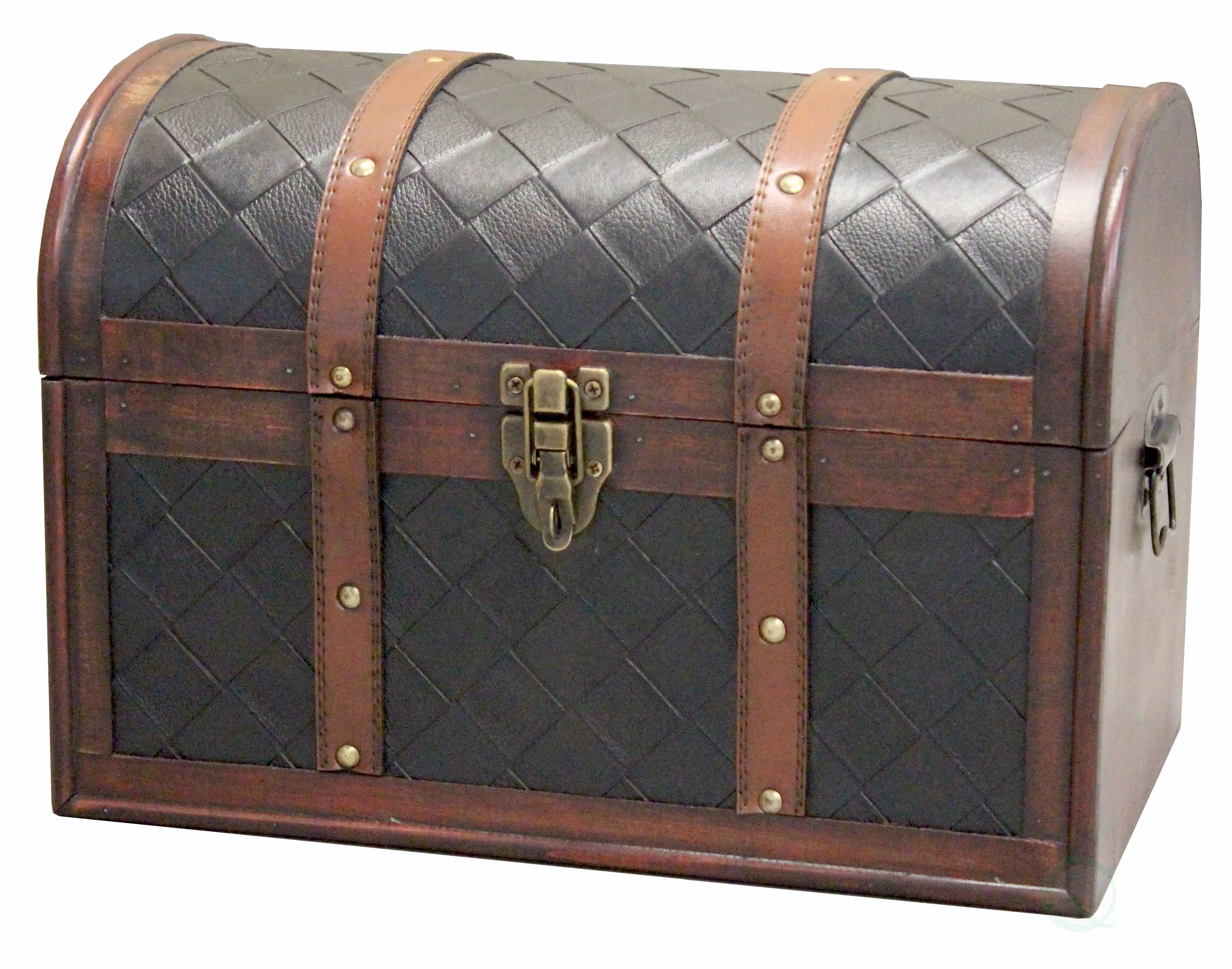 Wooden Leather Treasure Chest