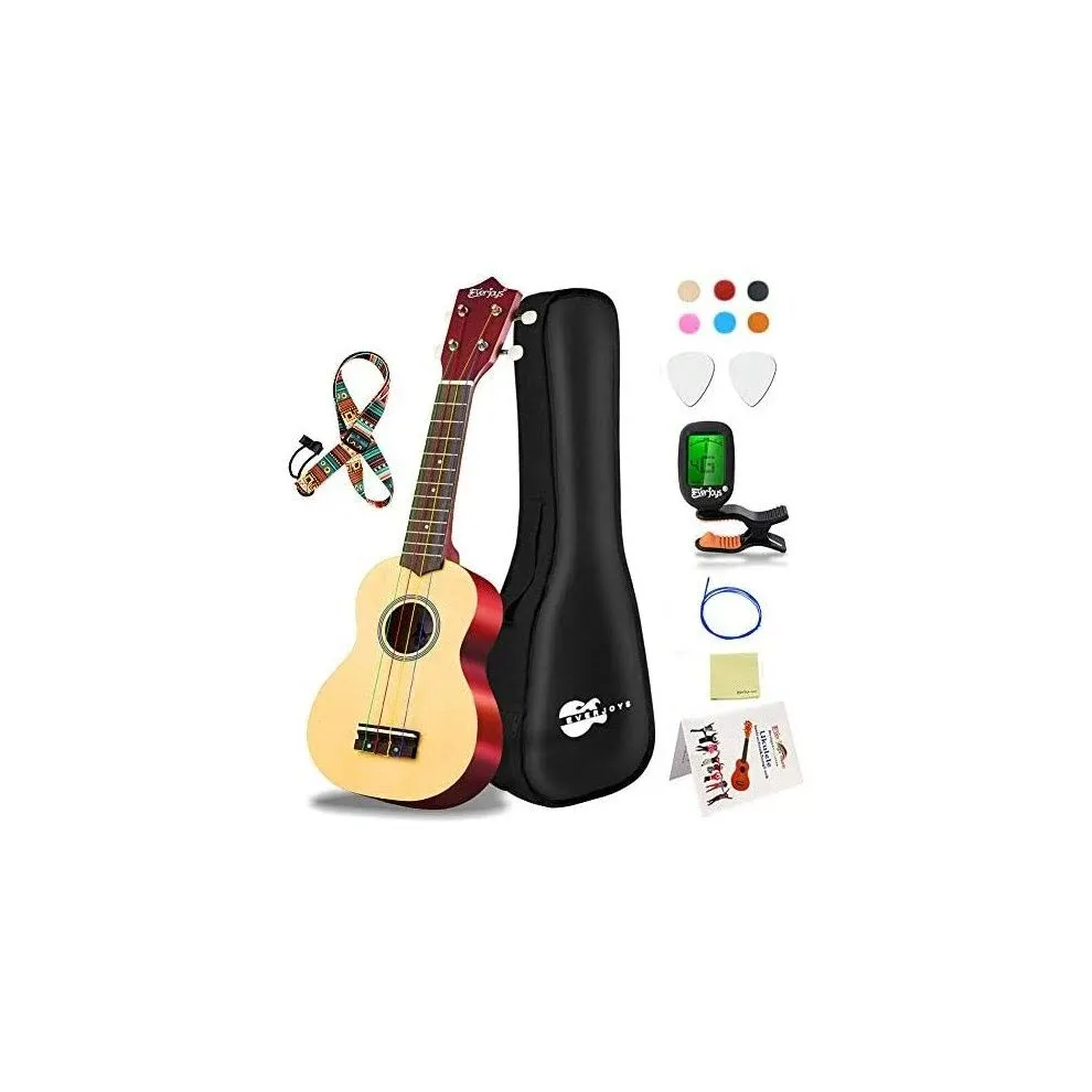 Everjoys Soprano Ukulele Beginner Kit 21 inch Ukelele W/how to Play Songbook ...