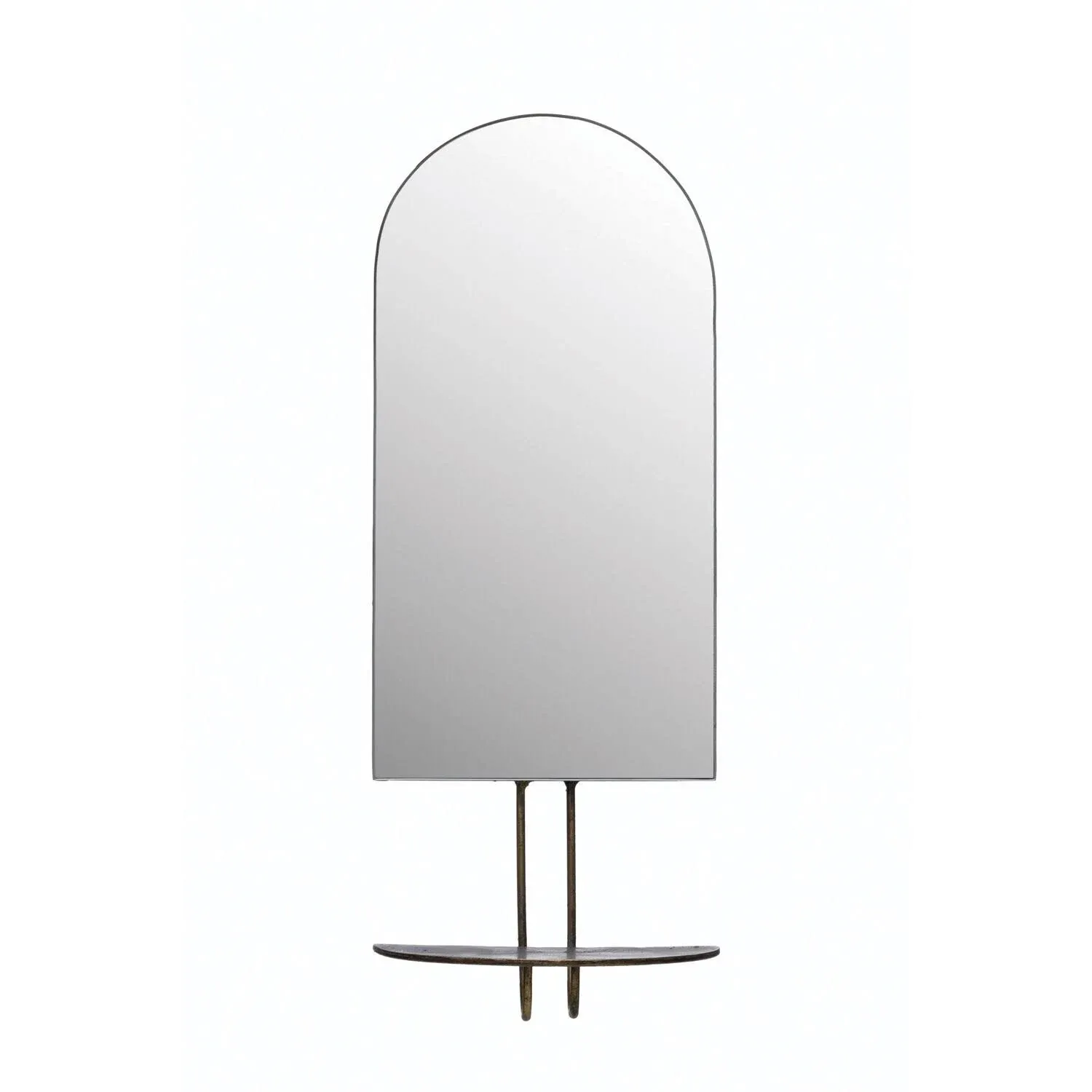 Arched Metal Wall Mirror With Shelf, Antique Gold Finish - Contemporary - Wall Mirrors - by Olive Grove | Houzz