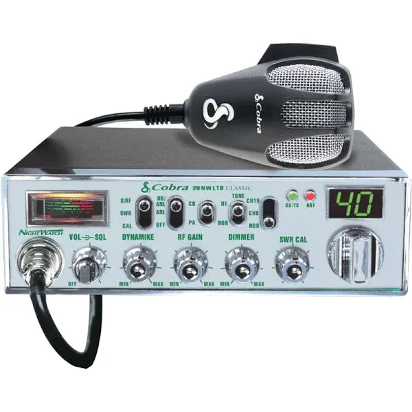 Cobra Cobra 40-channel Am/fm Cb Radio with Nightwatch and Microphone, Chrome Face, 29 Nw Ltd Classic