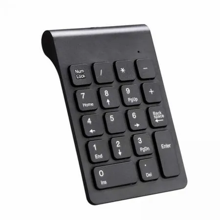 Wireless Numeric Keypad, TRELC Mini 2.4G 18 Keys Number Pad, Portable Silent Financial Accounting Numeric Keypad Keyboard Extensions with Wireless Mouse for Laptop, PC, Desktop, Notebook(Black)