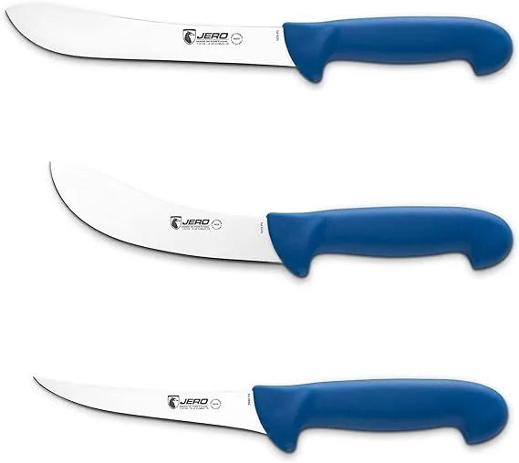 Jero 3 Piece Pro Butcher Meat Processing Set - Butcher Knife, Skinning Knife, and Boning Knife