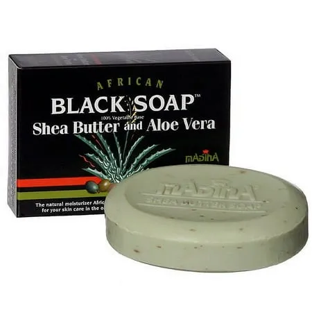 Madina African Black Soap Shea Butter and Aloe Vera, 3.5 oz (Pack of 12)