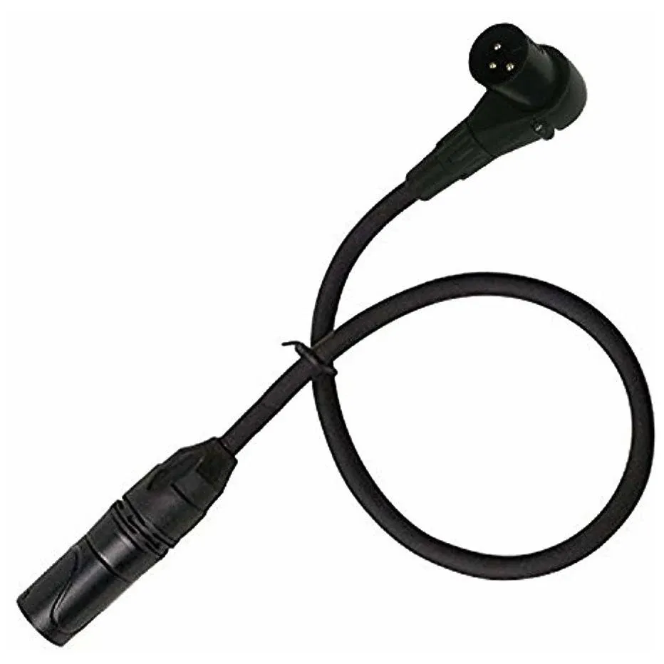 LyxPro 3 ft. Right Angle XLR Microphone Cable, male to Female, Black