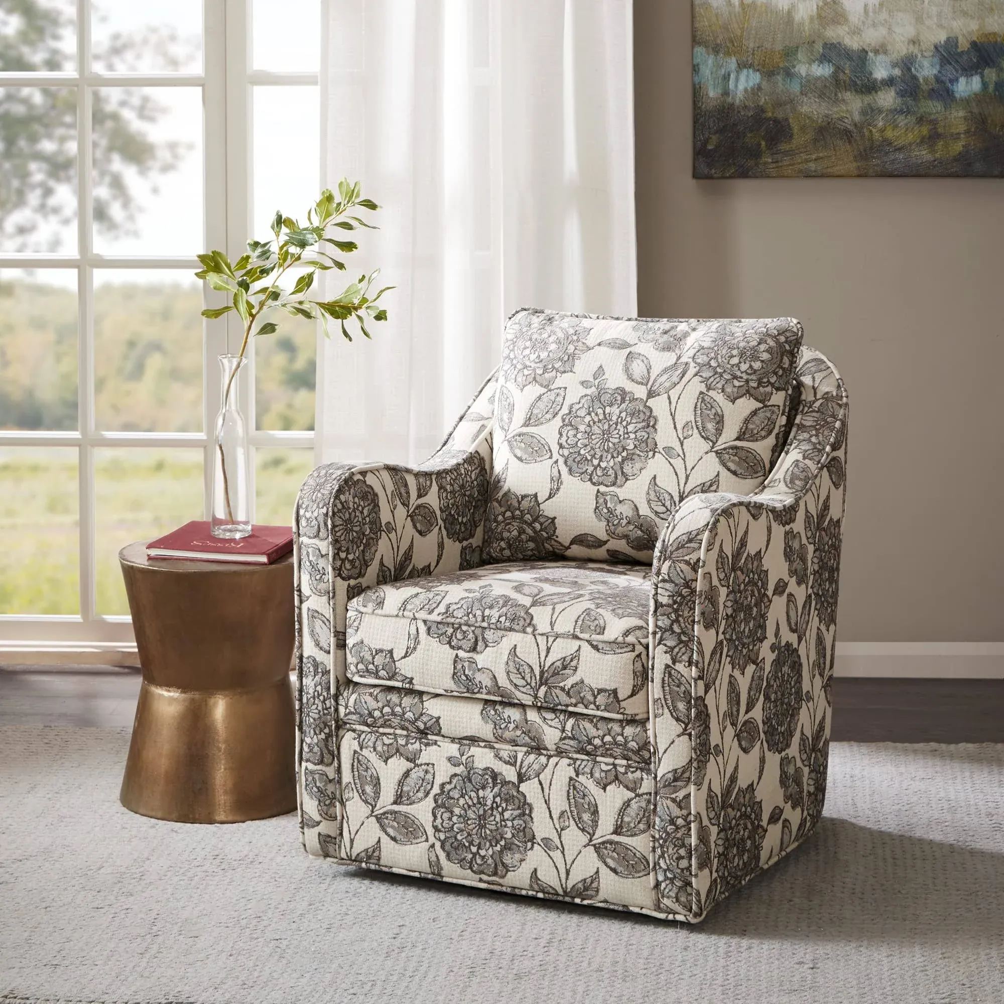 Madison Park Brianne Wide Seat Swivel Arm Chair