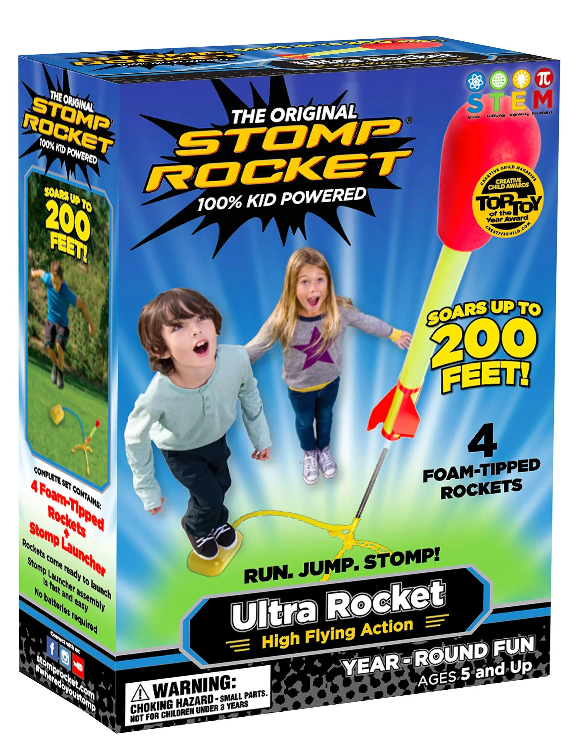 Stomp Rocket Ultra Rocket Launcher with 4 Foam-Tipped Rockets