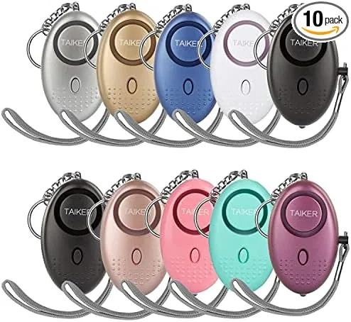 Taiker Personal Alarm for Women, 10 Pack 140db Emergency Self-Defense Security Alarm Keychain with LED Light for Women Kids and Elders