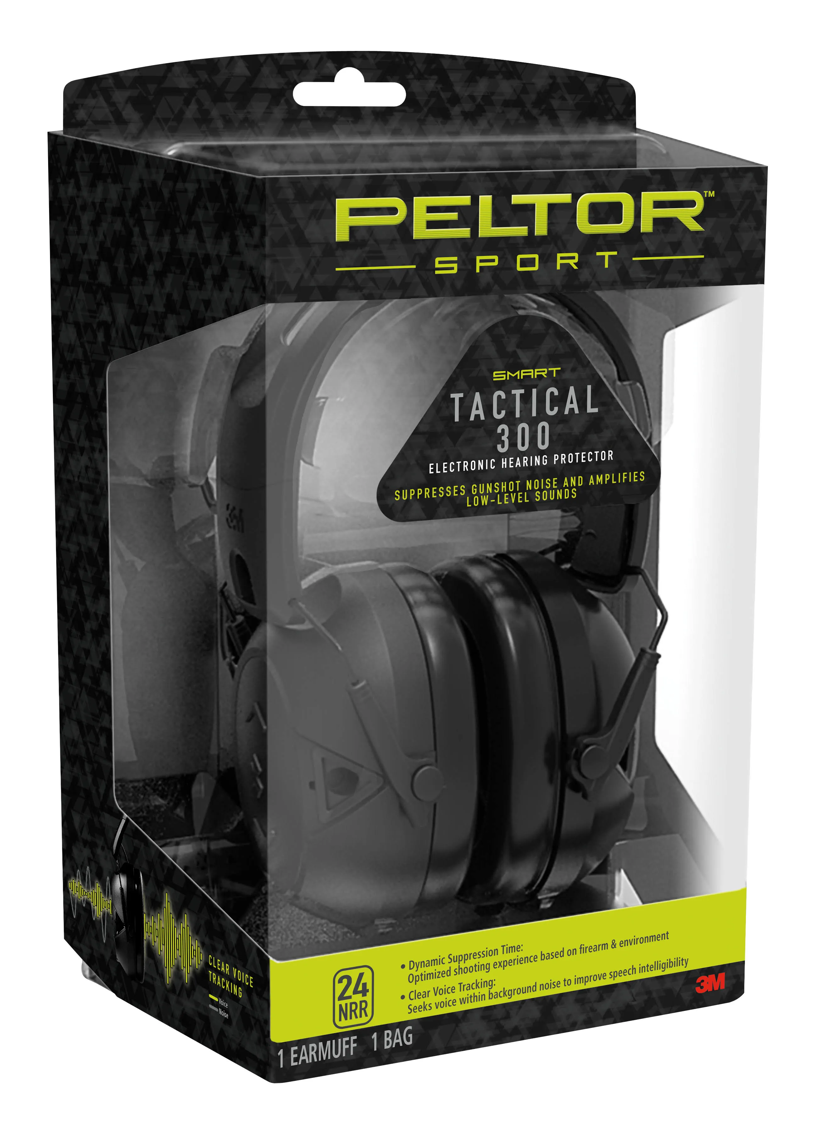 Peltor Sport Tactical 300 Electronic Hearing Protector, Shooting Ear Protection, NRR 24 dB, Ideal for Shooting, Hunting, Construction, and Work Shops Black