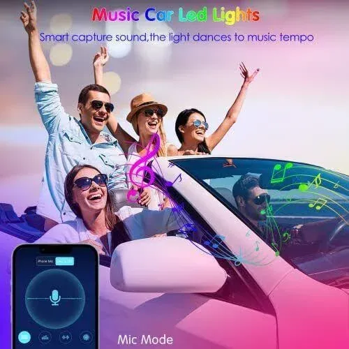 Keepsmile Interior Car Lights Car Accessories Car Led Lights APP Control with Remote Music Sync Color Change RGB Car Running Board Lighting with Car USB Charger 12V 2A Led Lights for Car Jeep Truck