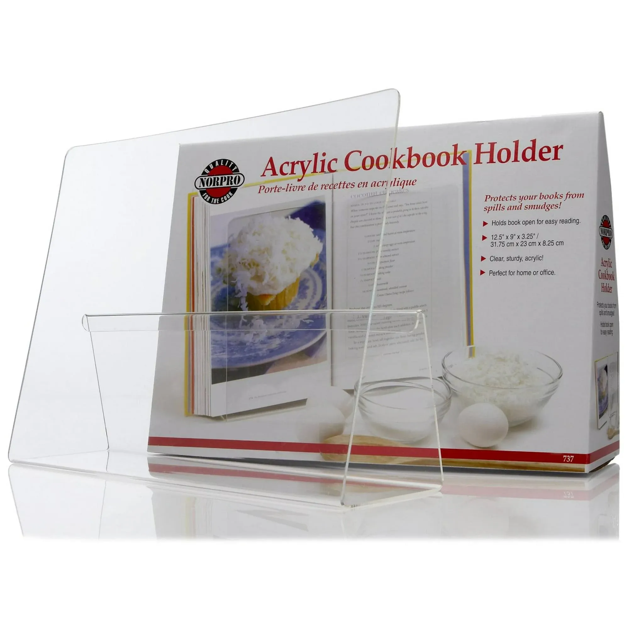 Norpro Acrylic CookBook / IPad / Tablet Holder, 9"D x 12.5"W x 3.25"H