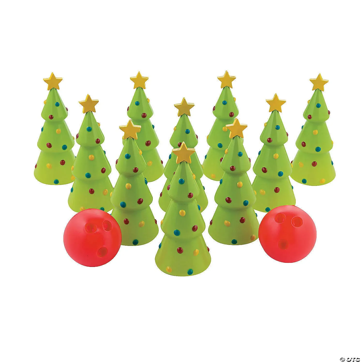 Fun Express Holiday Christmas Bowling Set (Comes with 10 pins and 2 Balls) Christmas Party Games