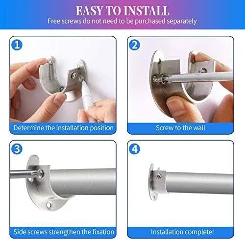 Creatyi Heavy Duty Closet Rod Brackets Closet Shower Rod Bracket Closet Rod Holders Closet Pole Sockets Closet Rod Supports for 1 1/4 Inch Rod (2 PCS, Silver)