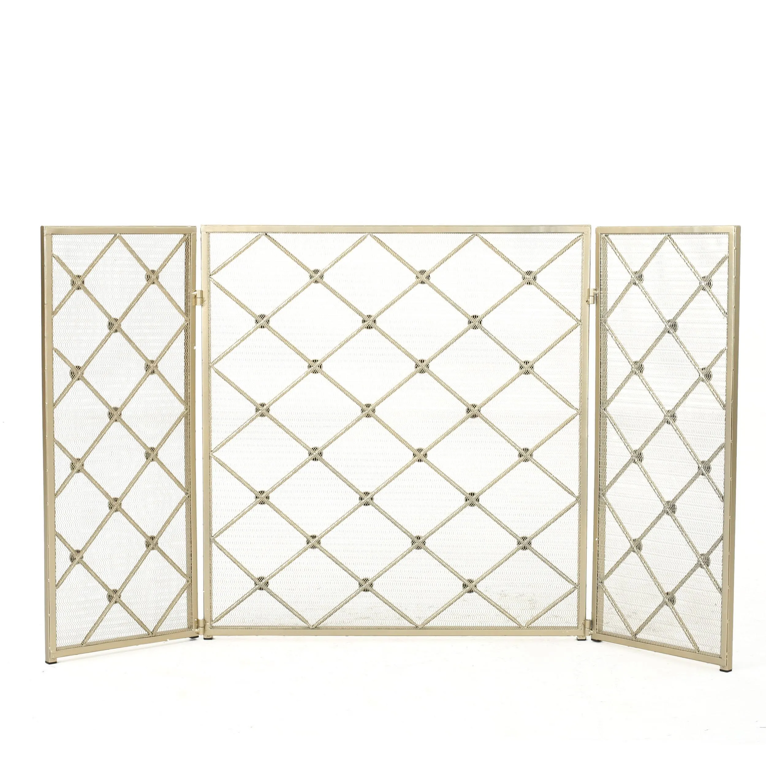 Chamberlain 3 Panelled Gold Iron Fireplace Screen