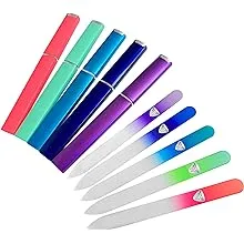 Bona Fide Czech Glass Files for Nails, 5-Piece Manicure Glass Fingernail Files with Cases (Malibu Color Set)