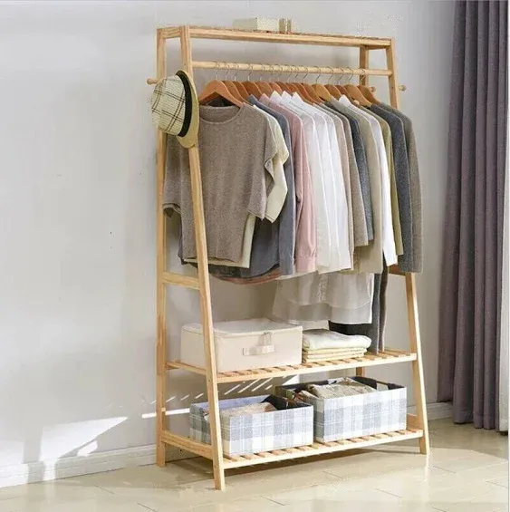 Bamboo Garment Coat Clothes Hanging Heavy Duty Rack\xa0