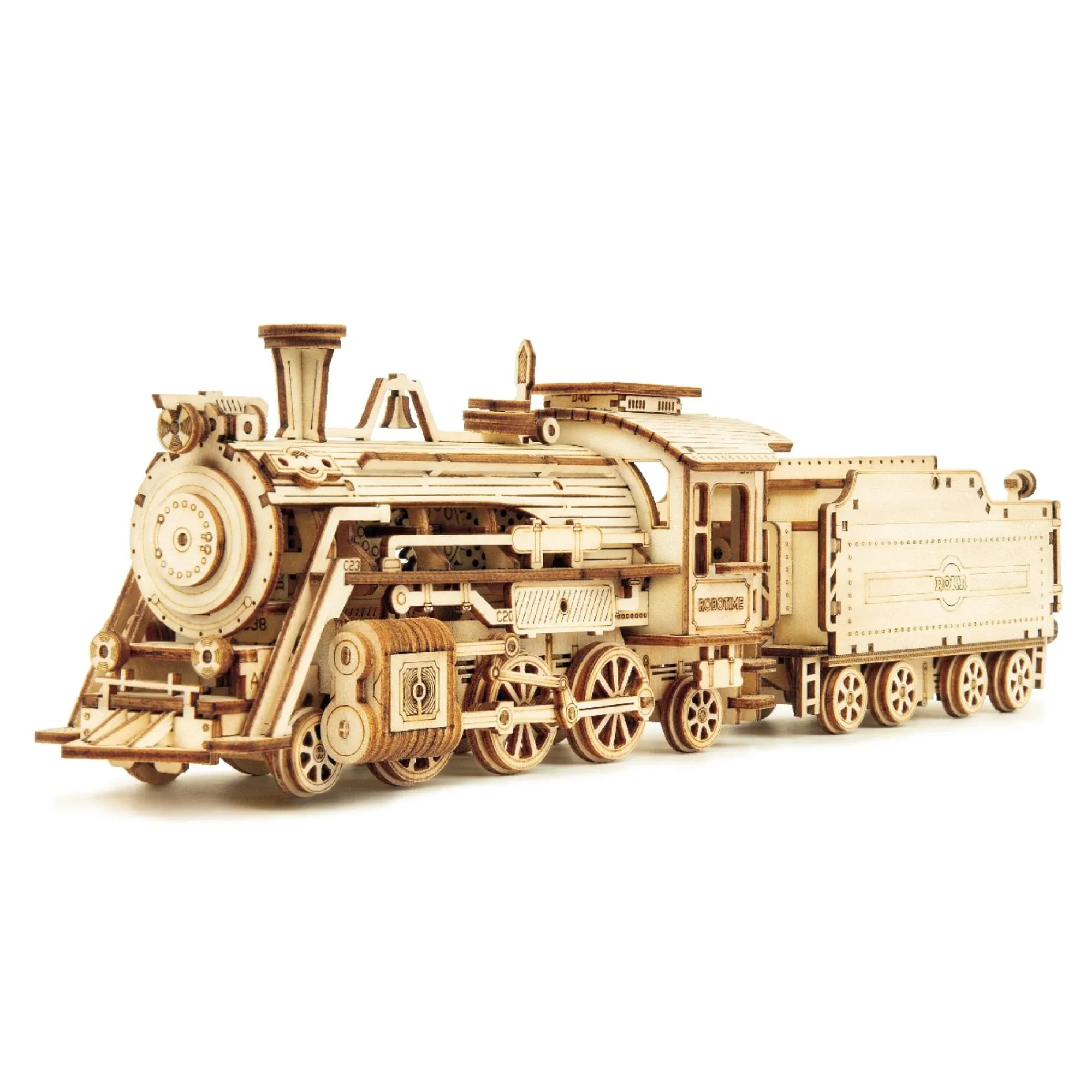 Locomotive Prime Steam Express Wooden 3D Puzzle - Model Building Kit for Adult Hobby and STEM Project for Teenagers at Home