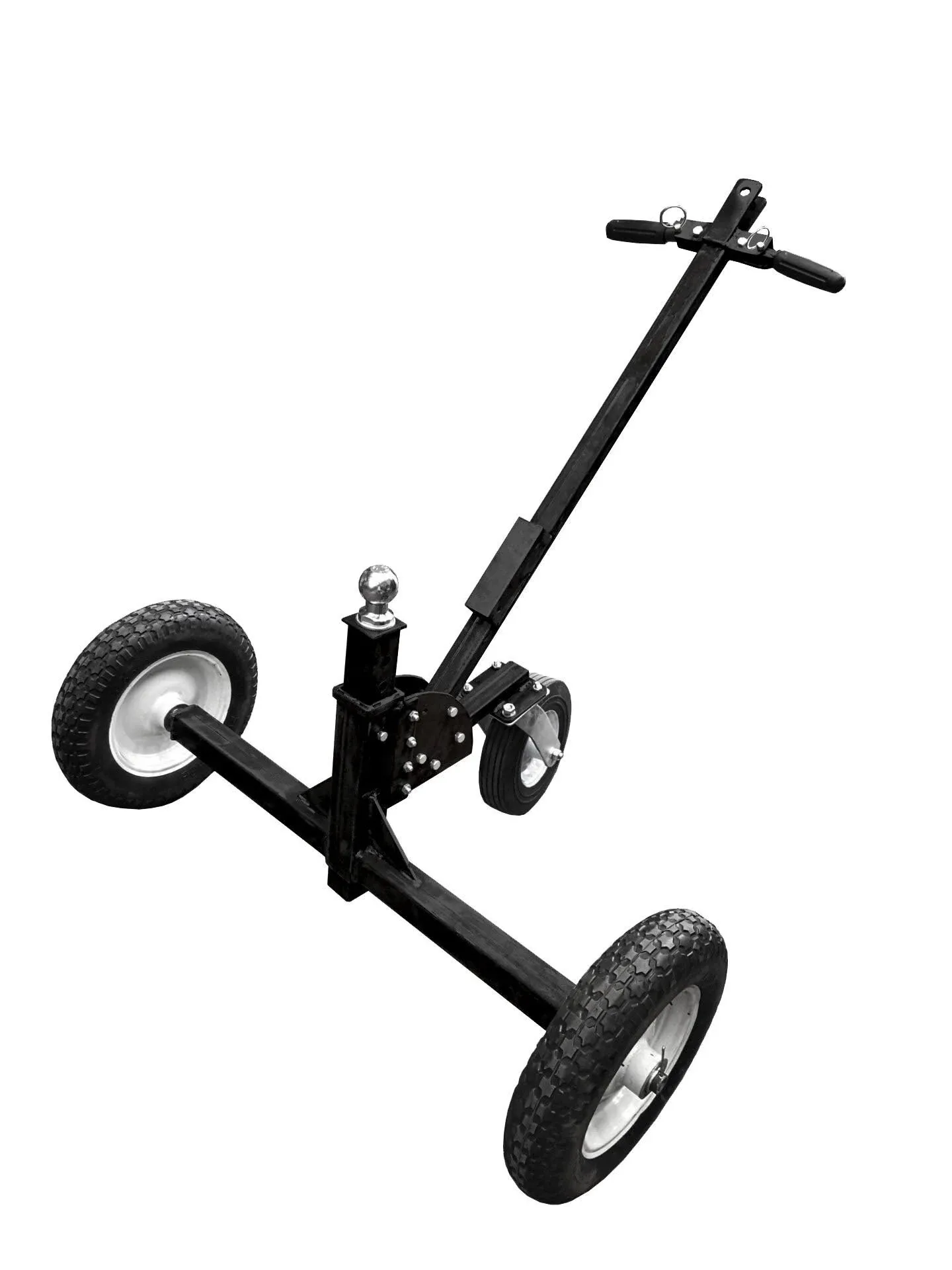 Tow Tuff TMD-1000CATV Adjustable Steel 1000 Pound Heavy Duty Trailer Dolly with Flat Free Tires, 10 Inch Caster, and 2 Inch Trailer Ball, Black