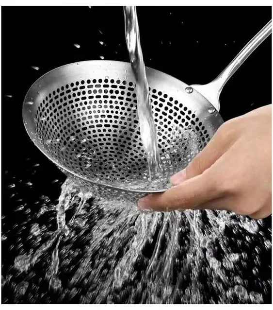 Strainer Skimmer Ladle, 304 Stainless Steel Skimmer Spoon Deepen 16.73 Inch