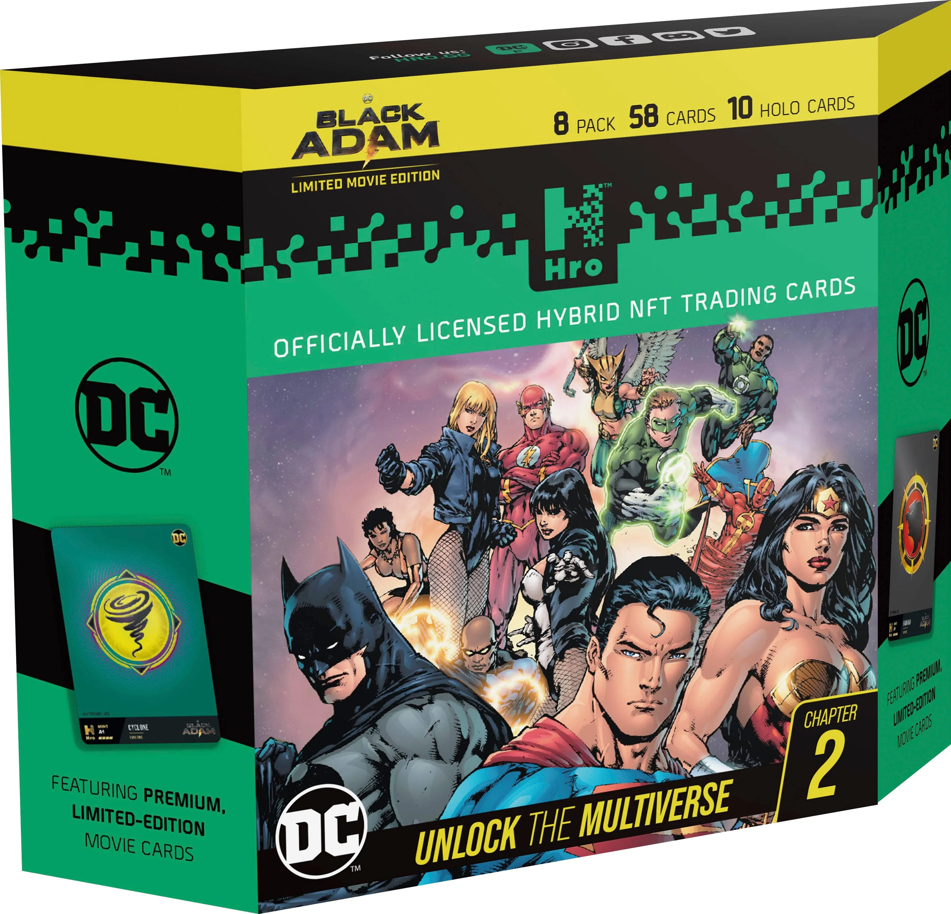 HRO DC Comics Unlock The Multiverse | Chapter 2: 8-Pack Premium Starter Box, Hybrid NFT Trading Cards, 58 Trading Cards Pack (10035891-0001)