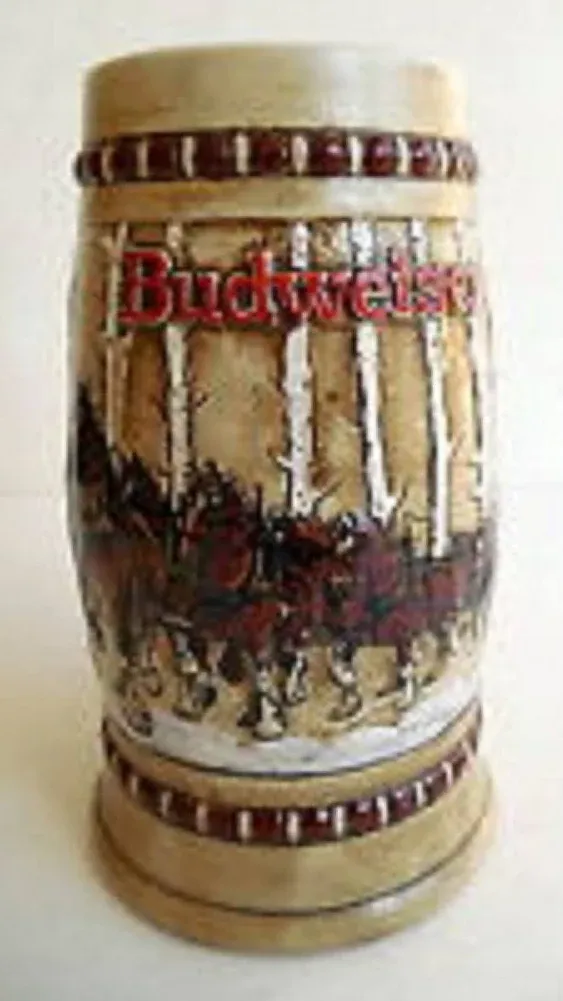 1981 BUDWEISER HOLIDAY BEER STEIN / MUG - Snowy Woodlands CS-50