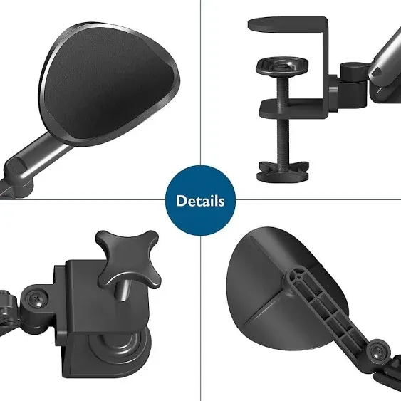 Ergonomic Adjustable Arm Rest Support Extender - Aluminum Material - Black