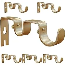 Double Curtain Rod Bracket Set Of 6 Fits Up To 1 And 5/8 Inch Rods Double Curtai