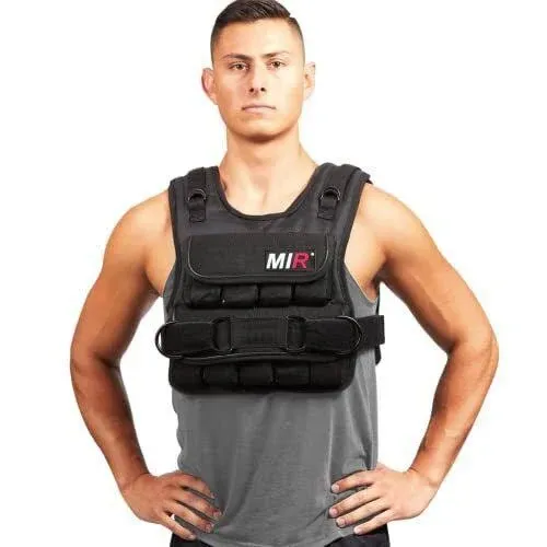 MiR Short Weighted Vest With Zipper Option 20lbs - 60lbs Solid Iron Weights. Workout Vest for Men and Women.