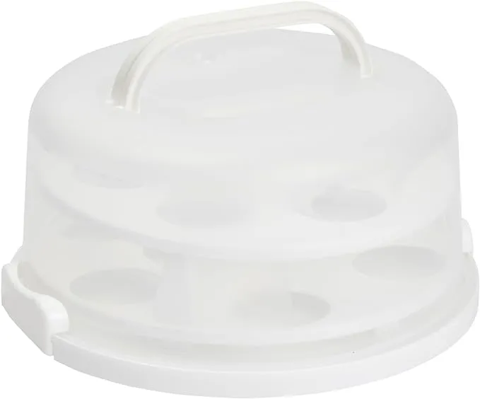 Juvale 2-In-1 Round Cake Carrier with Lid and Handle for 10-Inch Cakes, 2 Pies, 14 Cupcakes (12 x 5.9 In)