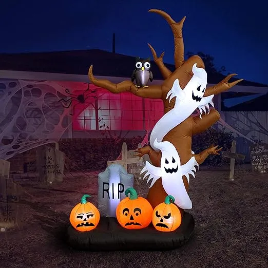 9 FOOT Halloween Inflatable Tree Ghosts Pumpkins Tombstone Yard Party Decoration