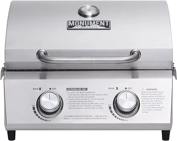 Monument Grills 13742 Stainless Steel Tabletop Propane Gas Grill