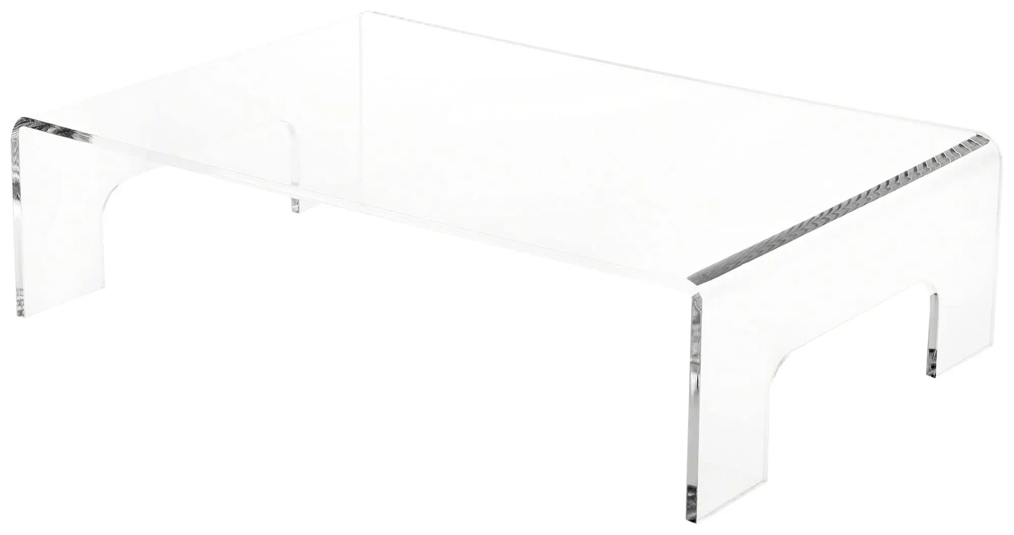 Plymor Clear Acrylic Display Riser with Tray Handles, 4" H x 15" W x 10" D (3/16" Thick)