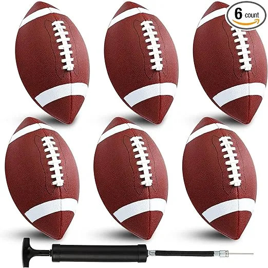 Jerify Composite Leather Footballs Official Size Composite Leather Balls Composite Leather Inflatable Footballs with Pump Indoor Outdoor Footballs Bulk for Training and Recreational Play