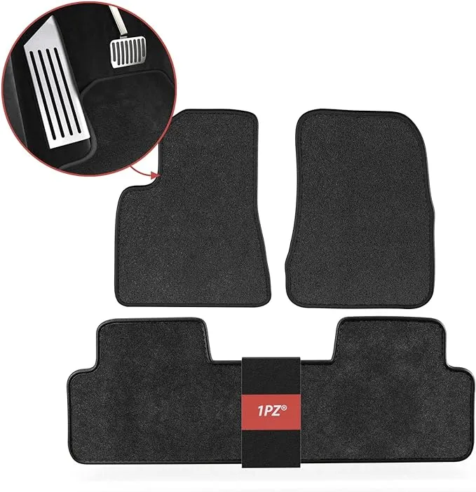 1PZ MS3-VP3 Black Carpet Floor Mats for Tesla Model 3 2017-2023 All Weather Heavy Duty Protection