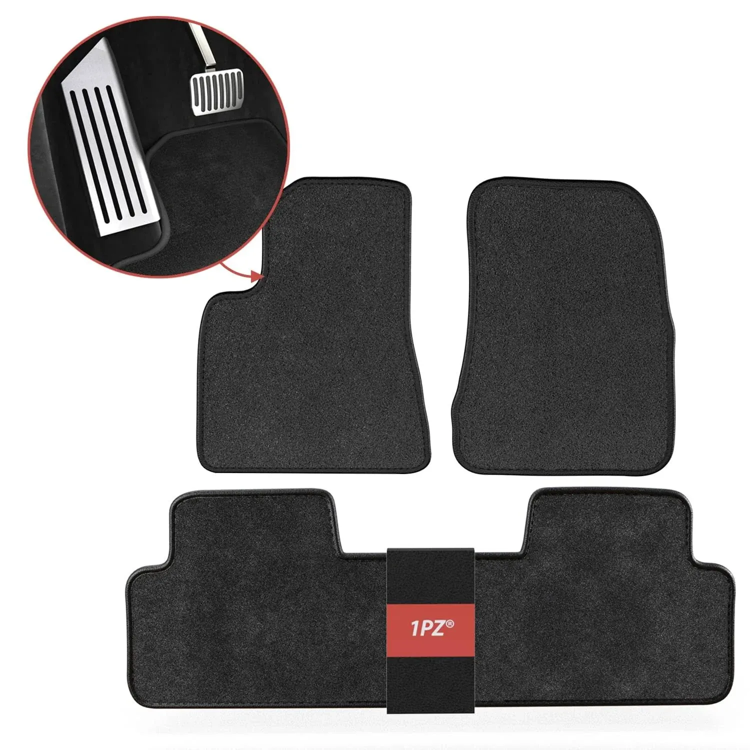 1PZ MS3-VP3 Black Carpet Floor Mats for Tesla Model 3 2017-2023 All Weather Heavy Duty Protection