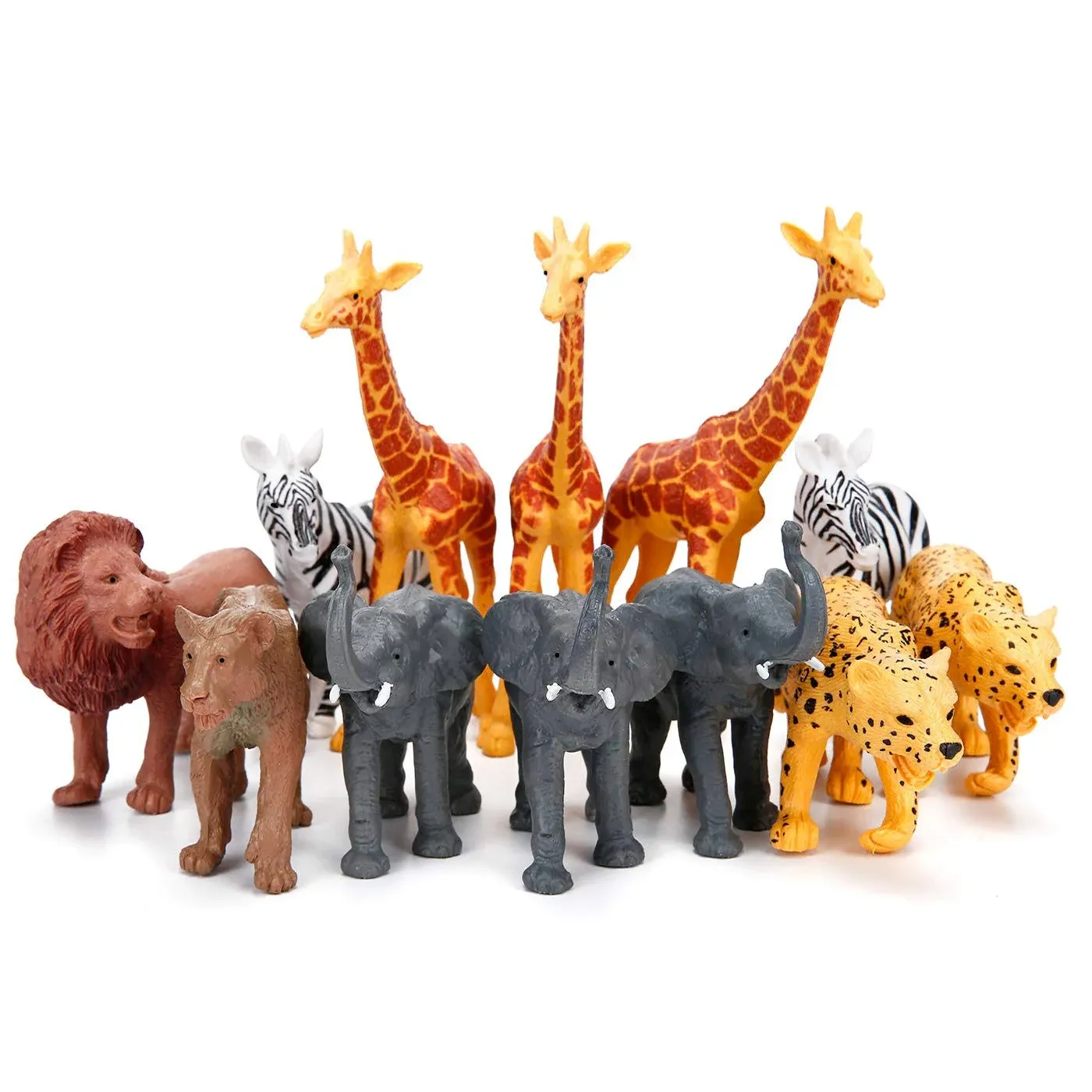 BOLZRA Jumbo Safari Animal Figurines, 12 Piece African Jungle Zoo Set, Realistic ...