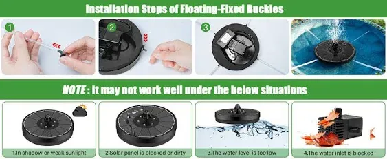 SZMP Solar Fountain 2024 Upgraded 100% Glass Panel, 3.5W Floating Solar Powered Water Pump Built-in 2000 Battery with 7 Nozzle & 4 Fixer, Solar Bird Bath Fountains for Garden, Pond, Outdoor (White)