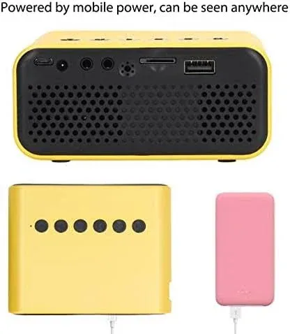 Mini Video Projector, Portable Video Projector with Remote Control, Outdoor Movie Projector, 1080P HD Bluetooth Projector for Laptop TV Phone Tablet, Home Theater Entertainment(Yellow US)