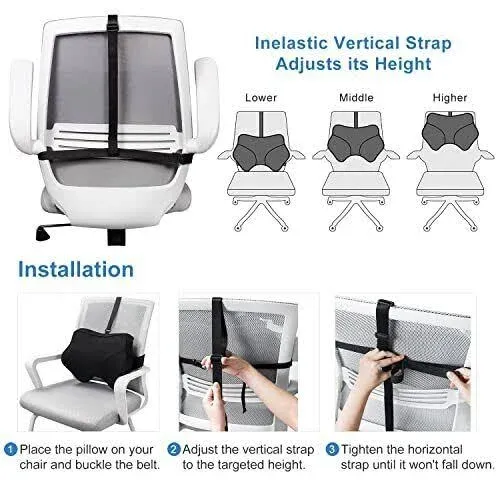 anzhixiu Lumbar Support Pillow for Office Chair Help Sit More Upright - Lumbar Support Pillow for Scientific Back Support Leaves More Sit Space - Large