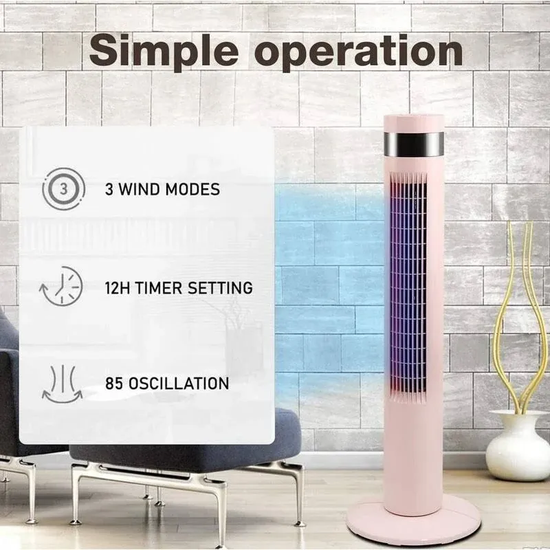 R.W.FLAME Tower Fan with Remote Control,Standing fan for office, Oscillation fan, 3 Wind Modes,Time Settings,LED Display(43", White)