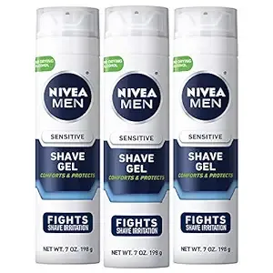 NIVEA MEN Sensitive Shave Gel with Vitamin E, Soothing Chamomile and Witch Hazel Extracts, 3 Pack of 7 Oz Cans