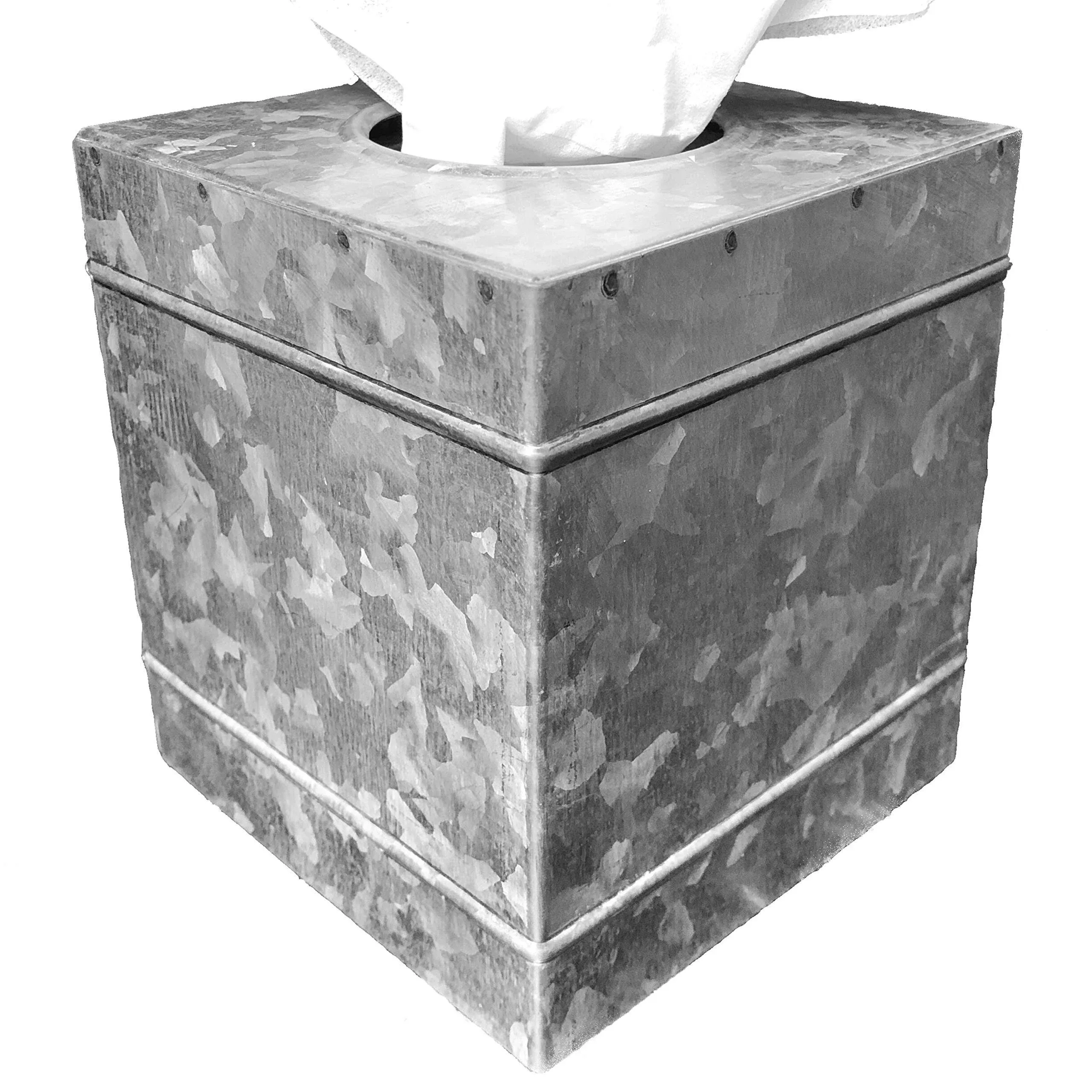 Autumn Alley Galvanized Metal Square Tissue Box: Galvanized 5.5x6in